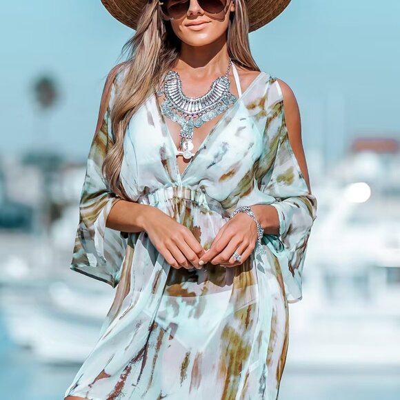 Cupshe Earlene Tie-Dye Wash Swim Cover-Up Dress Size S | NWT | Ombre Mini - Picture 3 of 4